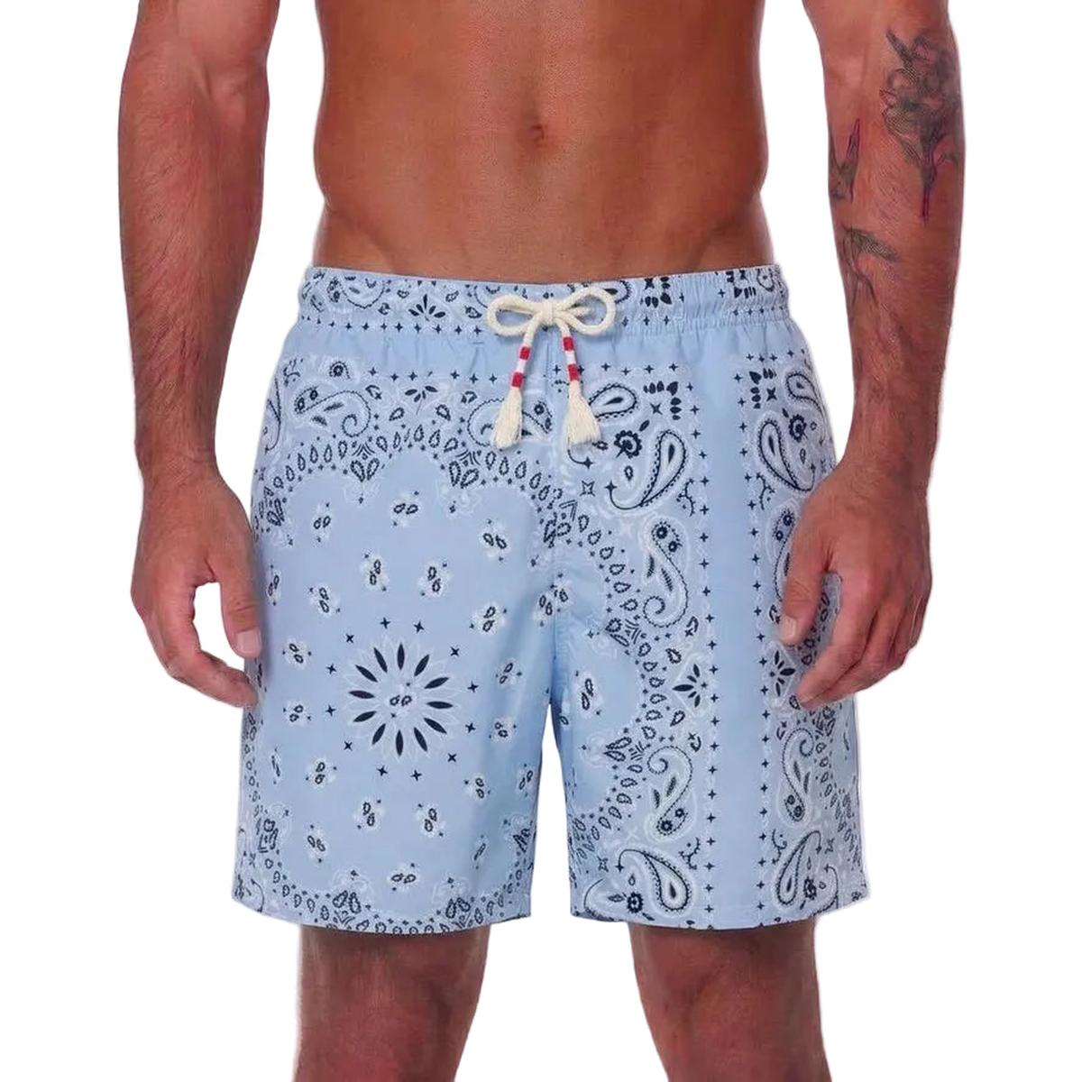 MC2 Saint Barth Caprese Swim Shorts in Light Blue Bandana Print
