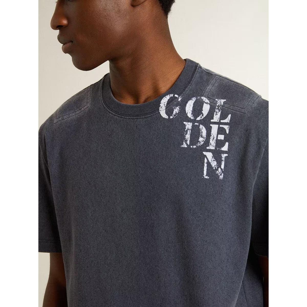 Golden Goose Blue T-shirt With White Print