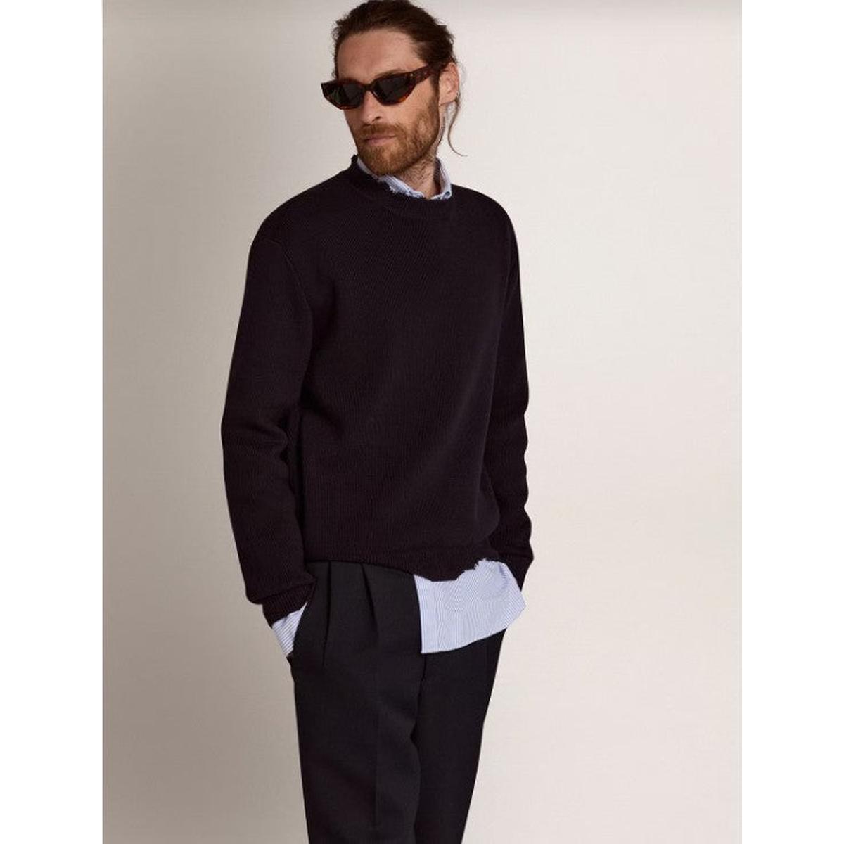 Golden Goose Round-Neck Cotton Sweater in Dark Blue