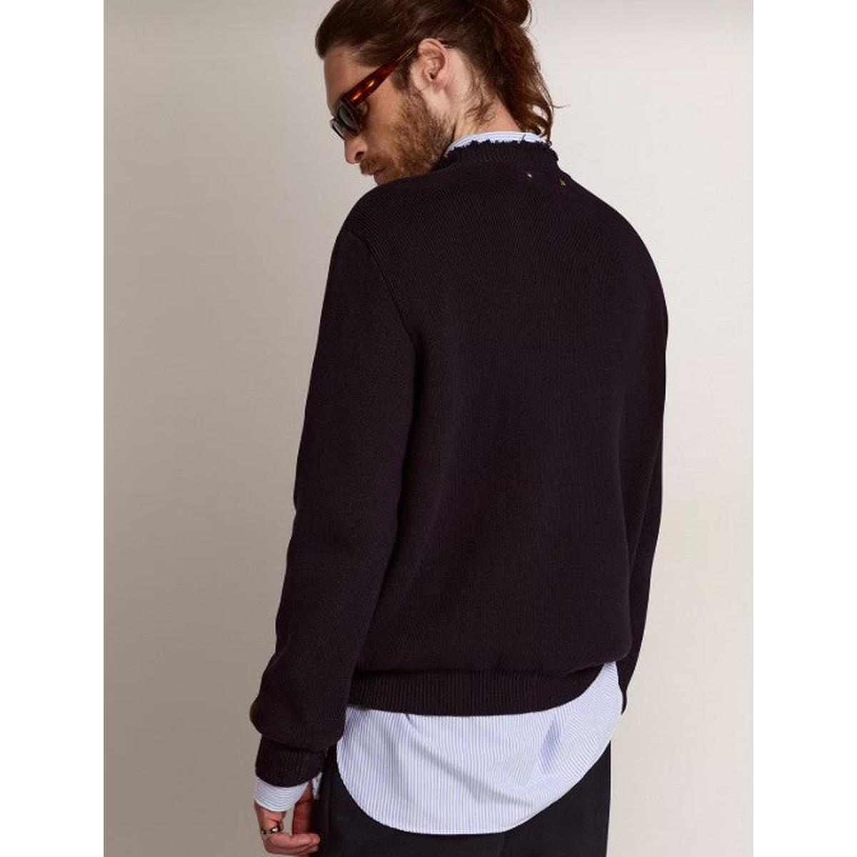 Golden Goose Round-Neck Cotton Sweater in Dark Blue