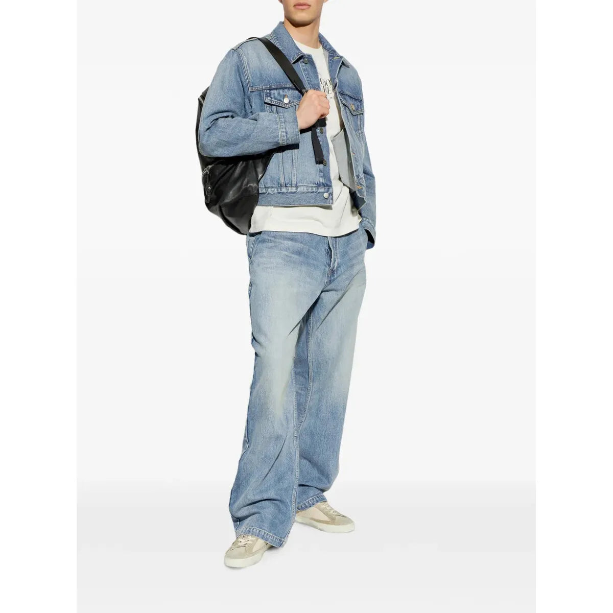 Golden Goose Super-Star Nappa, Suede and Leather Sneakers in Cream, Olive Green and Blue