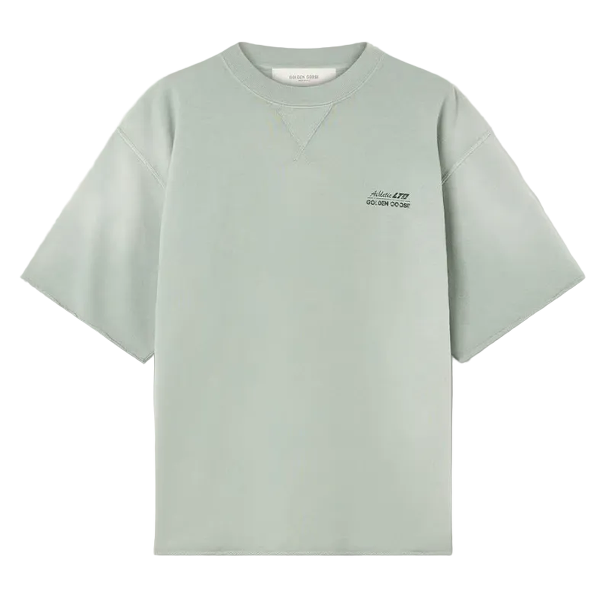 Golden Goose Short-Sleeve Cotton Sweatshirt in Green with Embroidery
