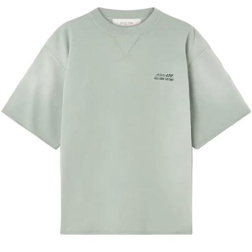 Golden Goose Embroidered Short Sleeve Sweatshirt in Green