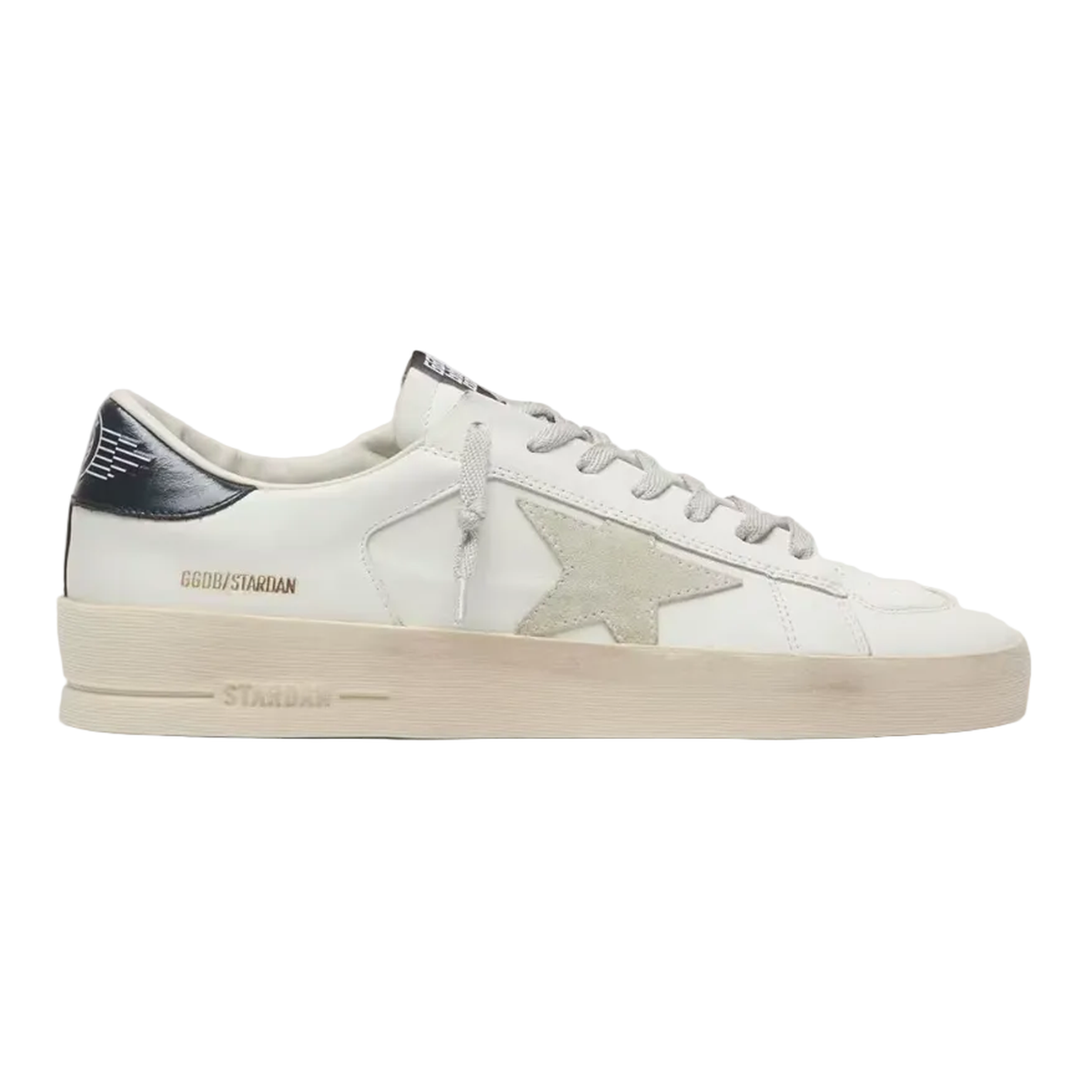 Golden Goose Stardan Leather and Suede Sneakers in Ice-Gray and Blu-Navy
