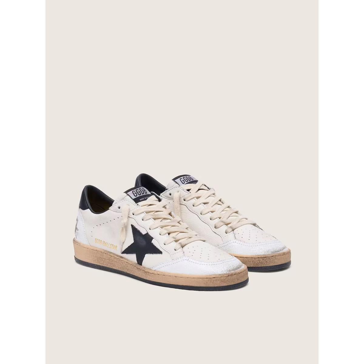 Golden Goose Ballstar Leather Sneakers in White and Black
