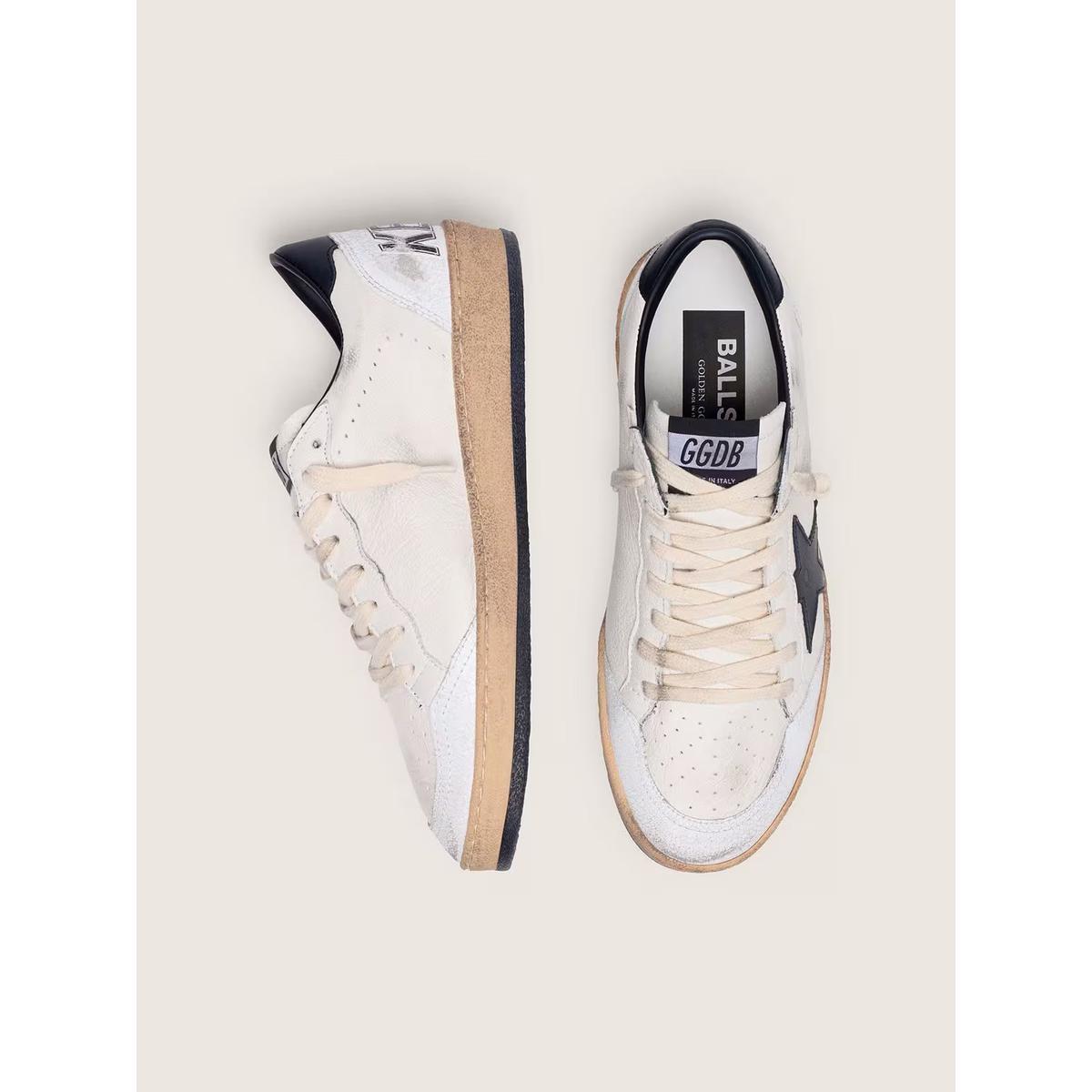 Golden Goose Ballstar Leather Sneakers in White and Black