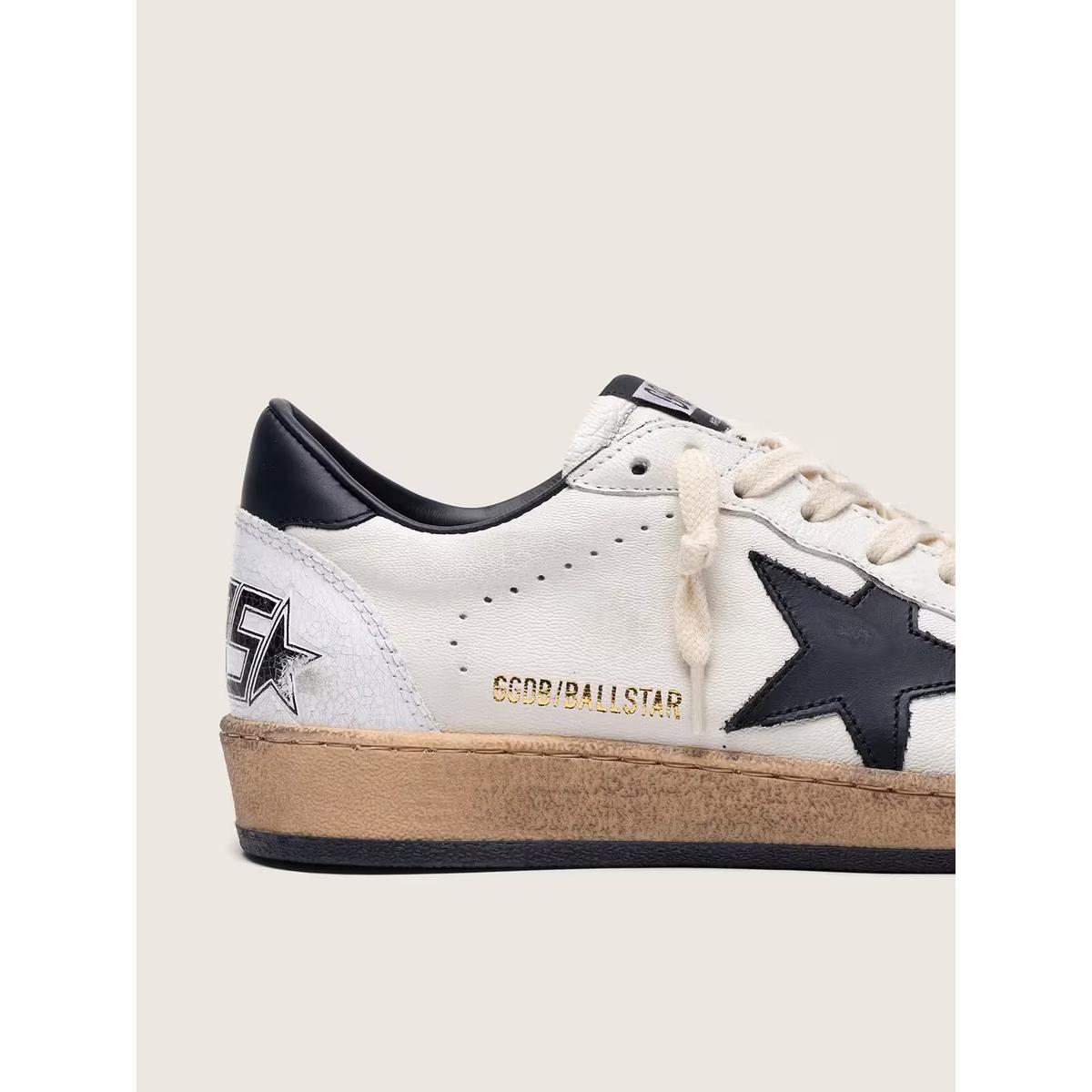 Golden Goose Ballstar Leather Sneakers in White and Black
