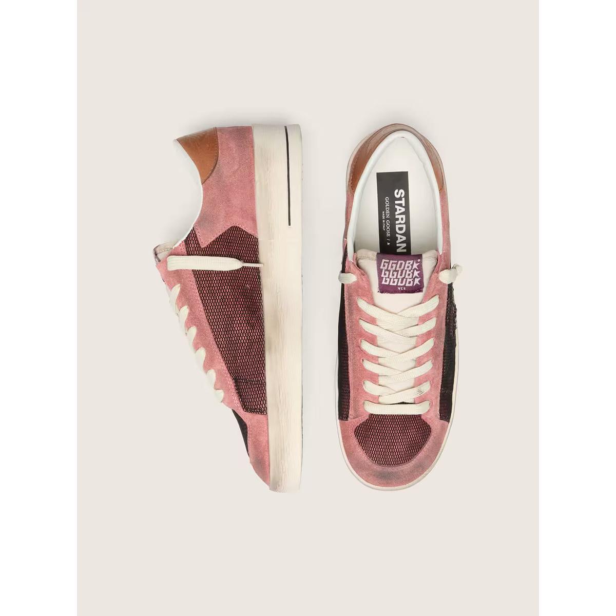 Golden Goose Stardan Suede, Nylon and Leather Sneakers in Pink with Beige Star