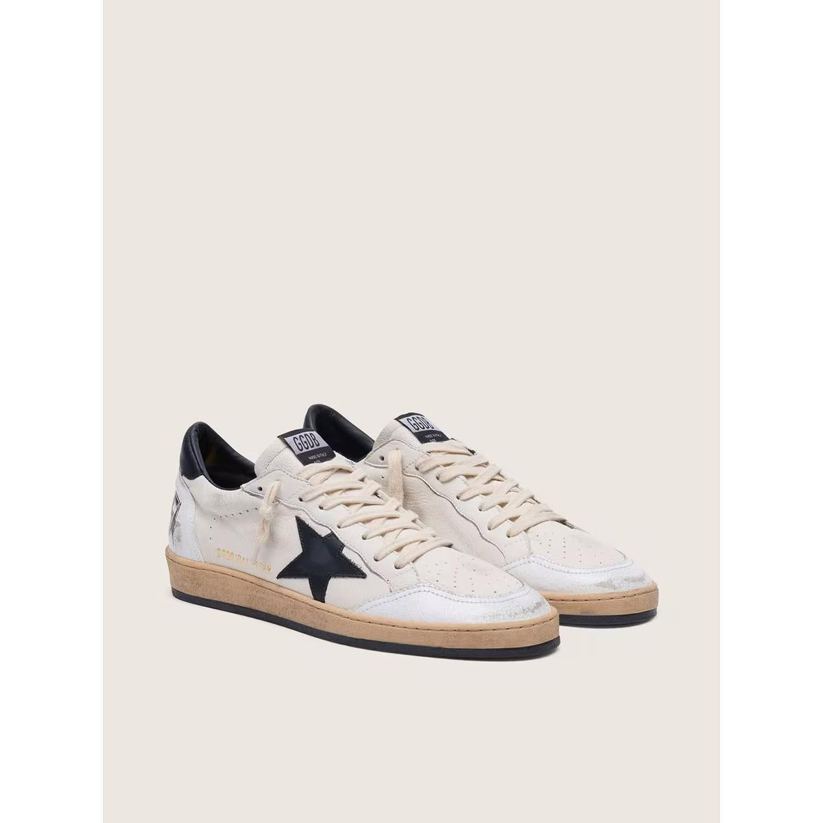 Golden Goose Ballstar Leather Sneakers in White and Black