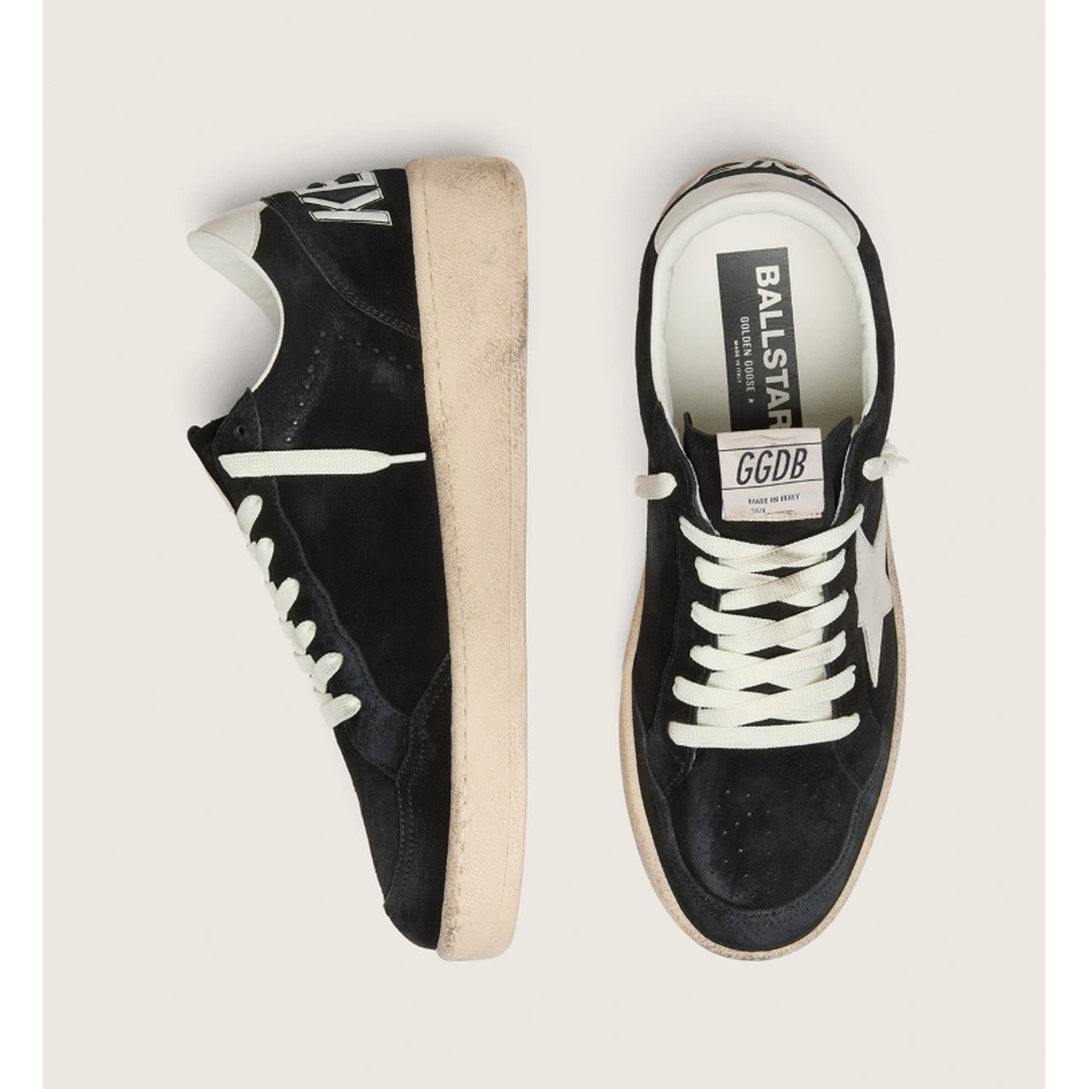Golden Goose Ball star 2 Suede and Leather Sneakers in Black and White
