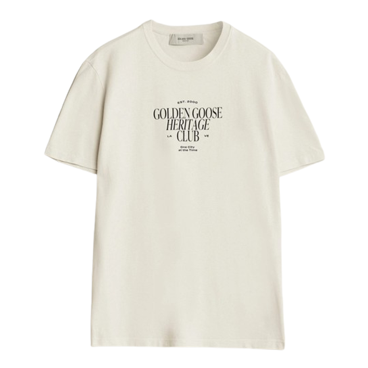 Golden Goose Heritage Cotton T-Shirt with Black Lettering in Off-White