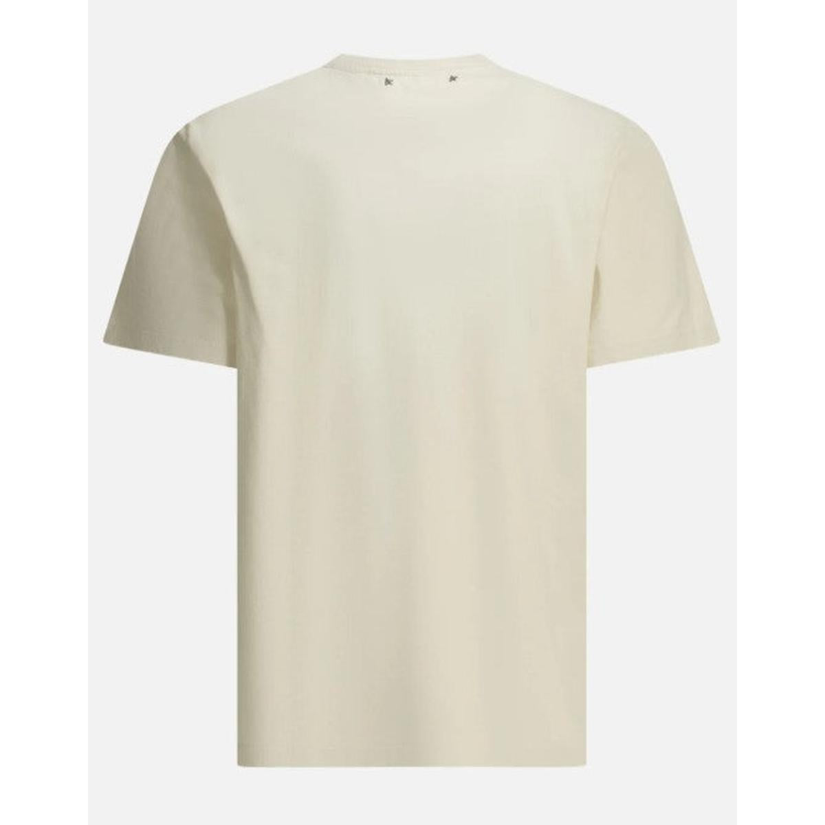 Golden Goose Heritage Cotton T-Shirt with Black Lettering in Off-White