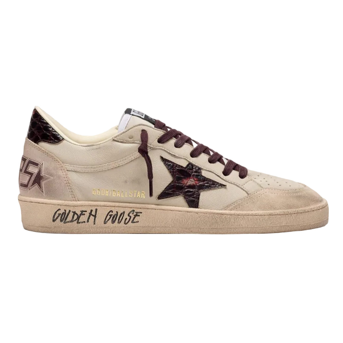 Golden Goose Ball Star Nappa, Suede, Nylon and Leather Sneakers in Cream, Grey, Beige and Bur