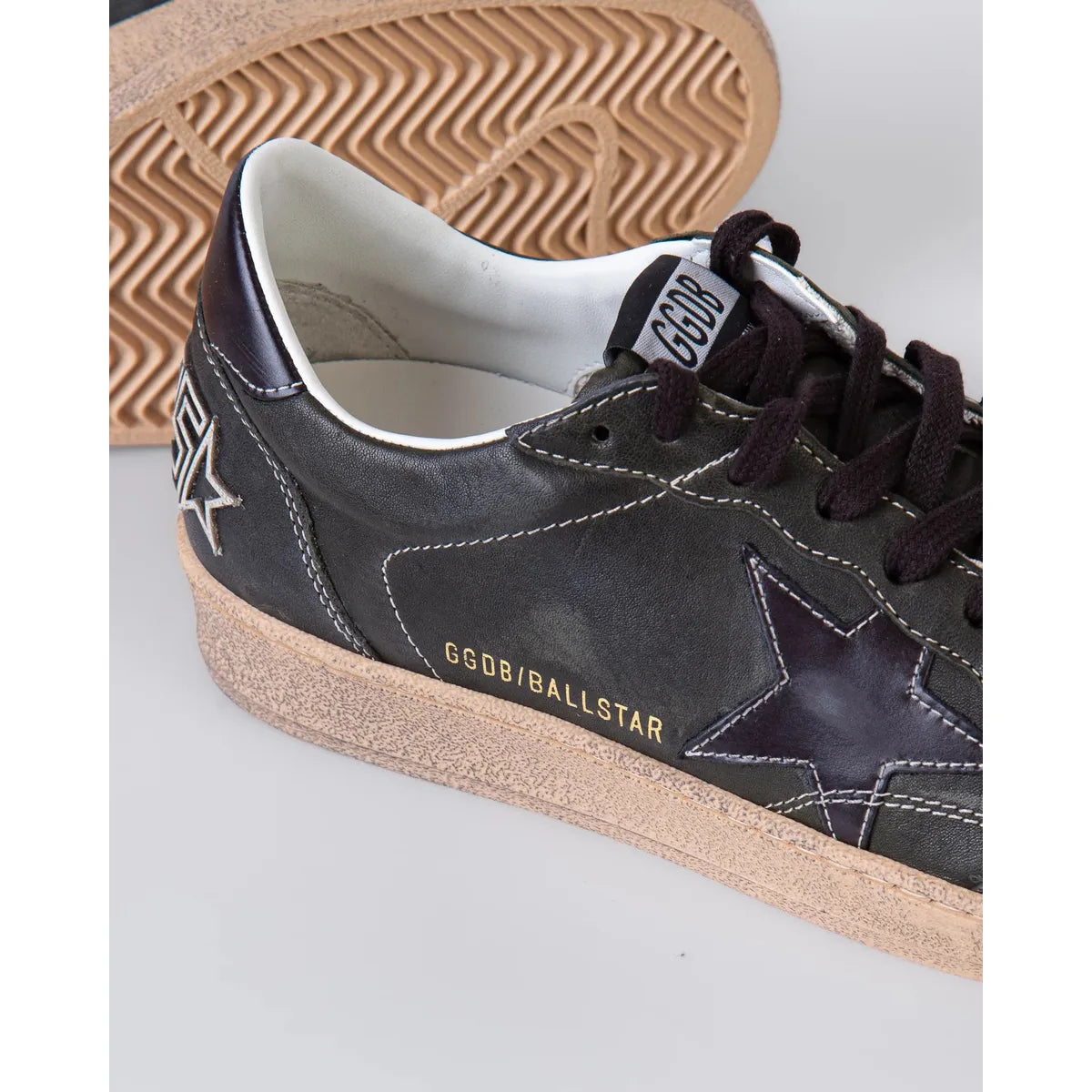 Golden Goose Ballstar Suede and Leather in Dark Olive Green Sneakers