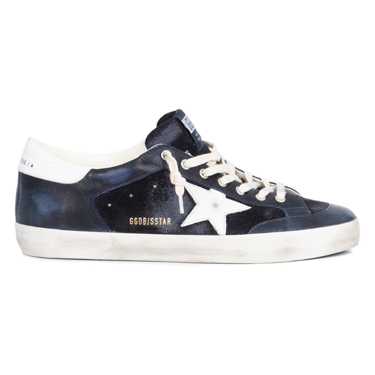 Golden Goose Super-Star Suede, Nappa and leather in Dark Blue and White