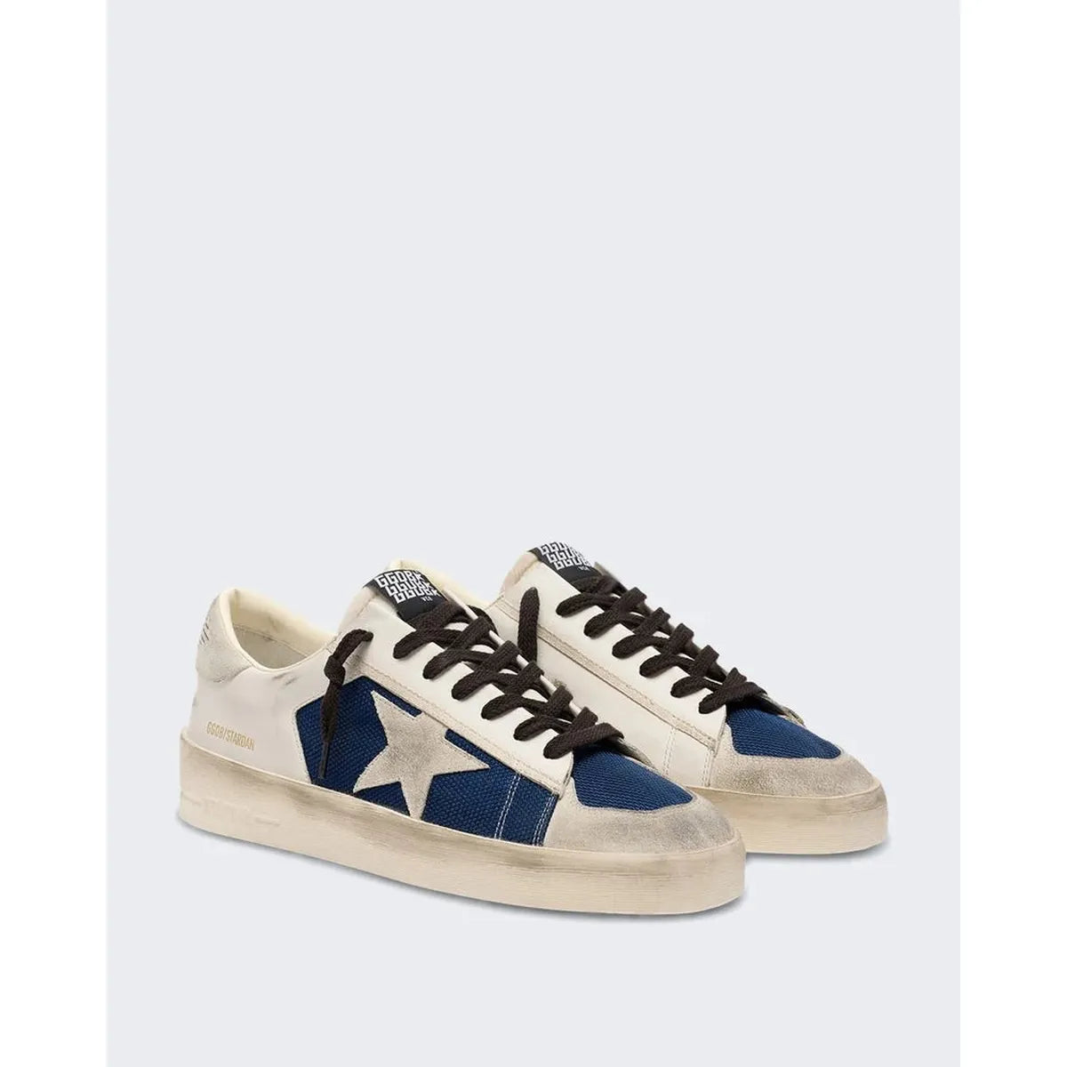 Golden Goose Stardan Suede, Leather and Nylon Sneakers in Navy, Grey and Milk