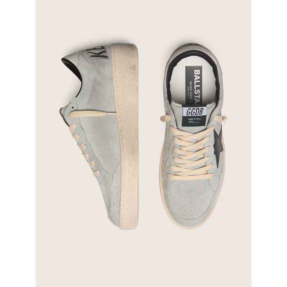 Golden Goose Ballstar Suede and Leather Sneakers in Grey, Black and Cream