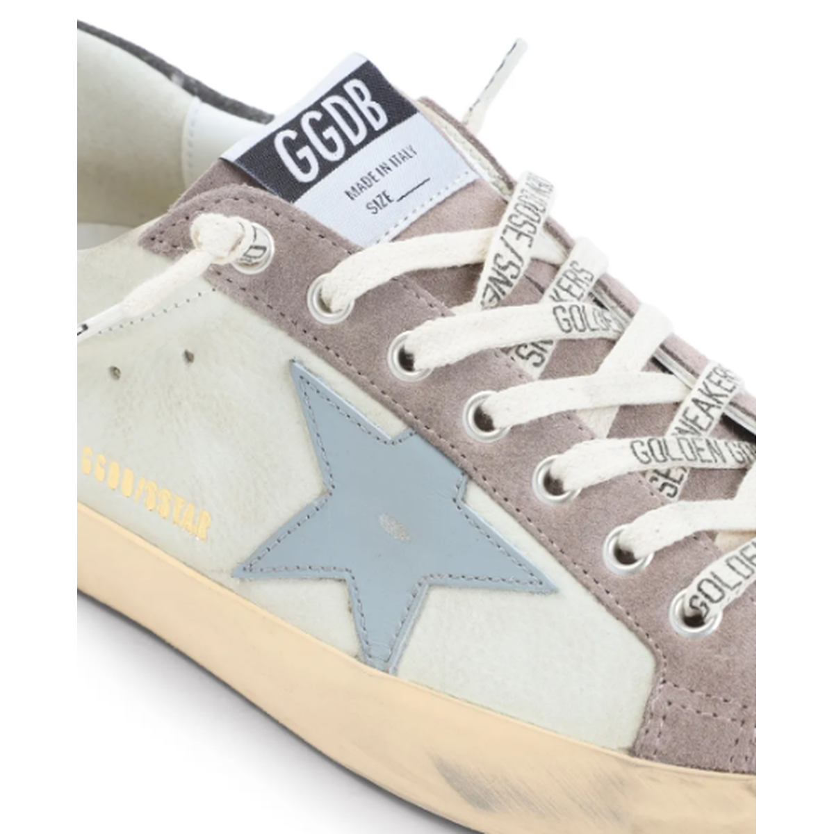 Golden Goose Super-Star Nabuk Leather and Suede Sneakers in Liliac Grey, Dark Grey and Blue