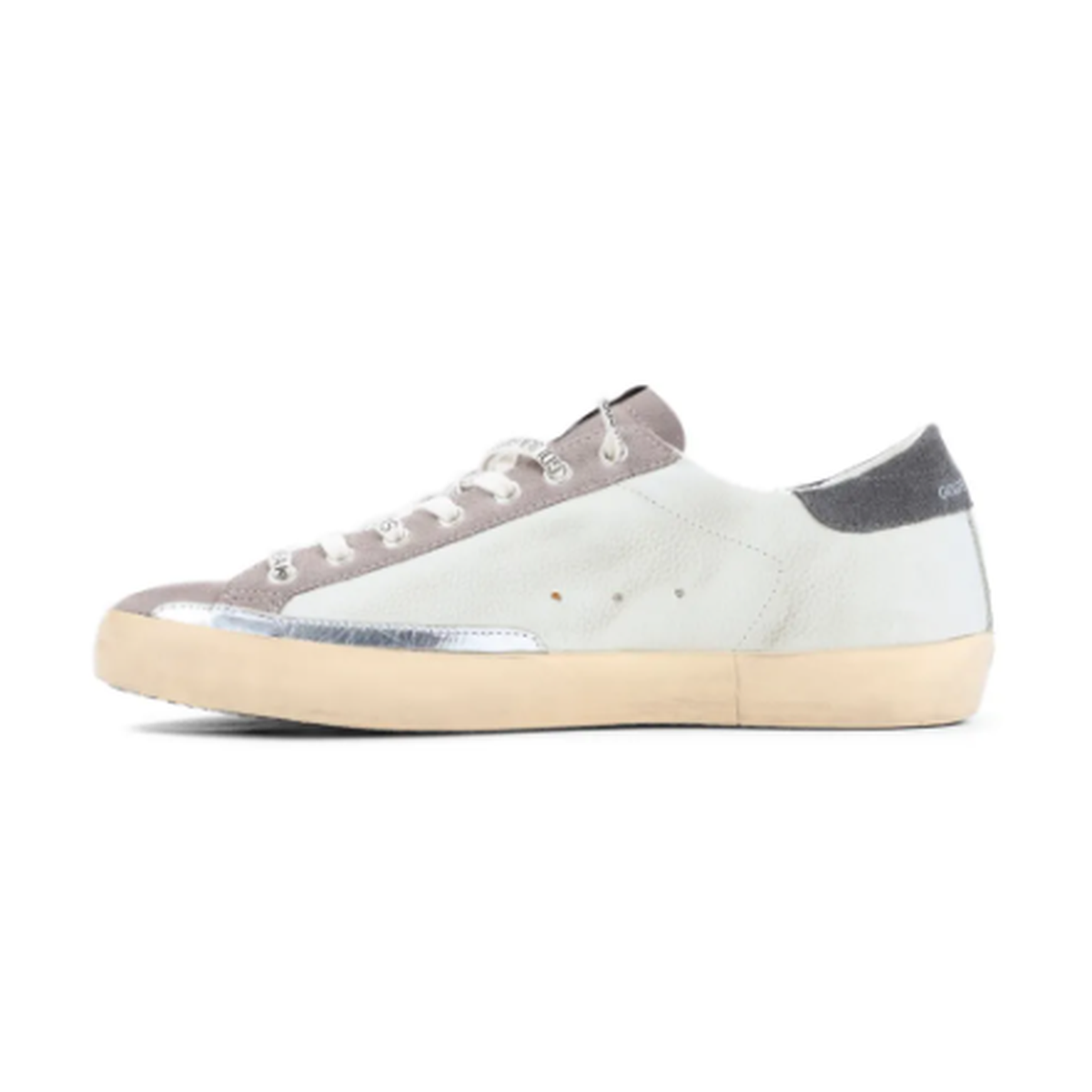 Golden Goose Super-Star Nabuk Leather and Suede Sneakers in Liliac Grey, Dark Grey and Blue