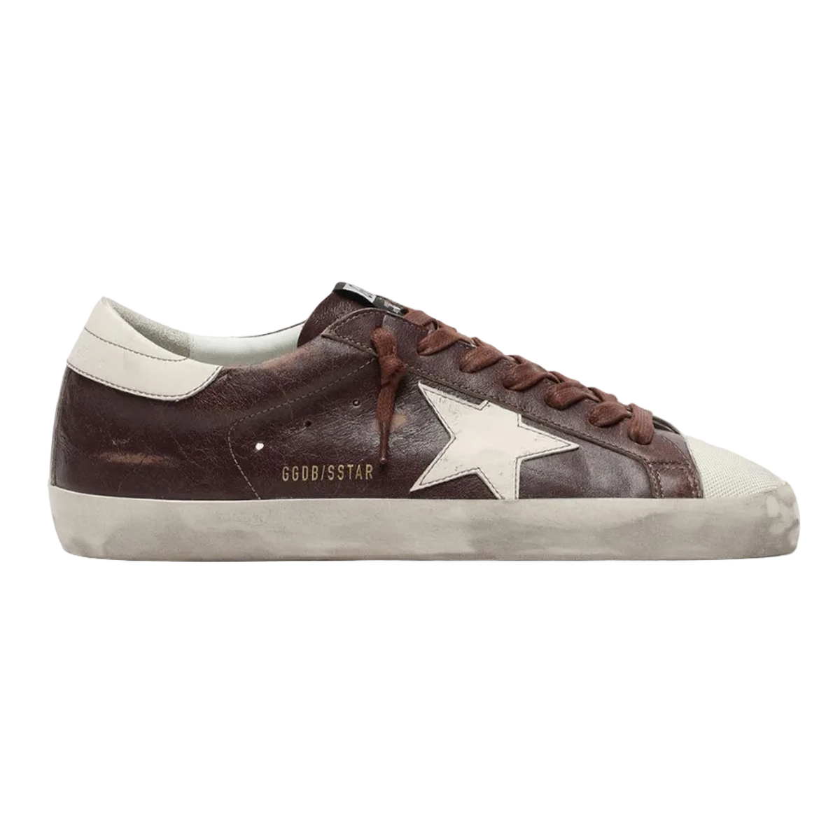 Golden Goose Super-Star Leather and Rubber Sneakers in Dark Red and Buttercream