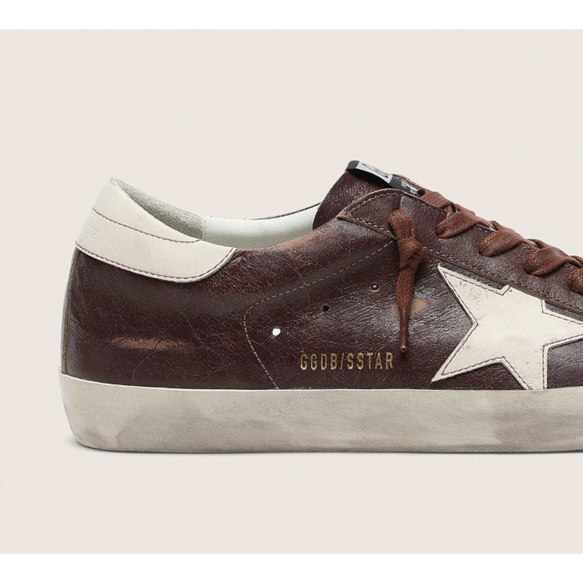 Golden Goose Super-Star Leather and Rubber Sneakers in Dark Red and Buttercream
