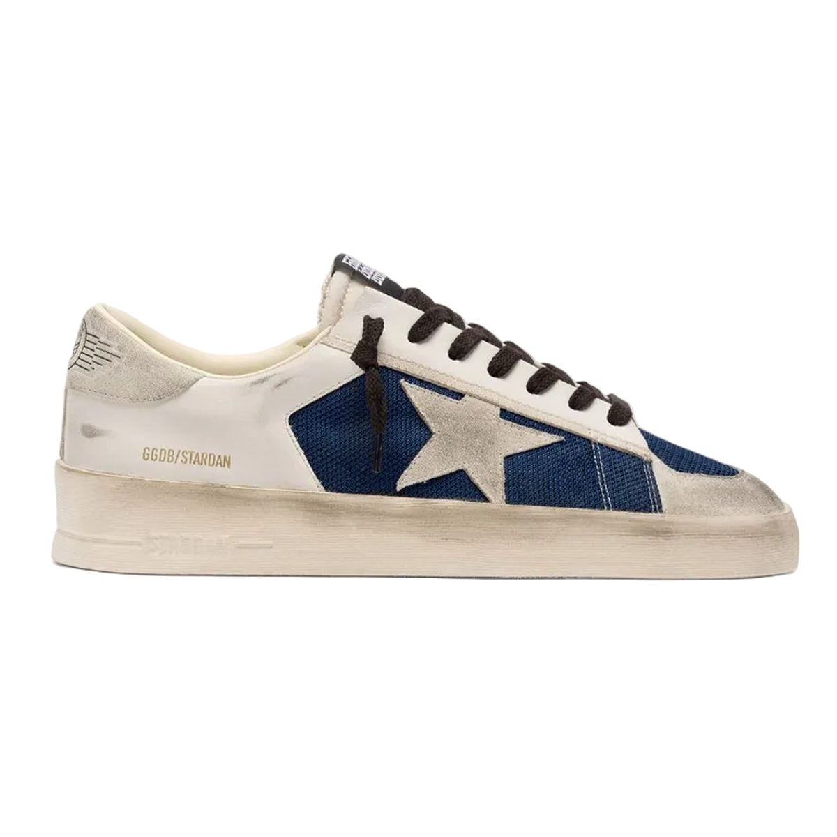 Golden Goose Stardan Suede, Leather and Nylon Sneakers in Navy, Grey and Milk