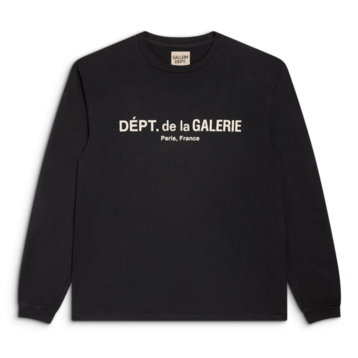 Gallery Dept. French Logo Relaxed-fit Lux Long Sleeve Tee in Washed Black