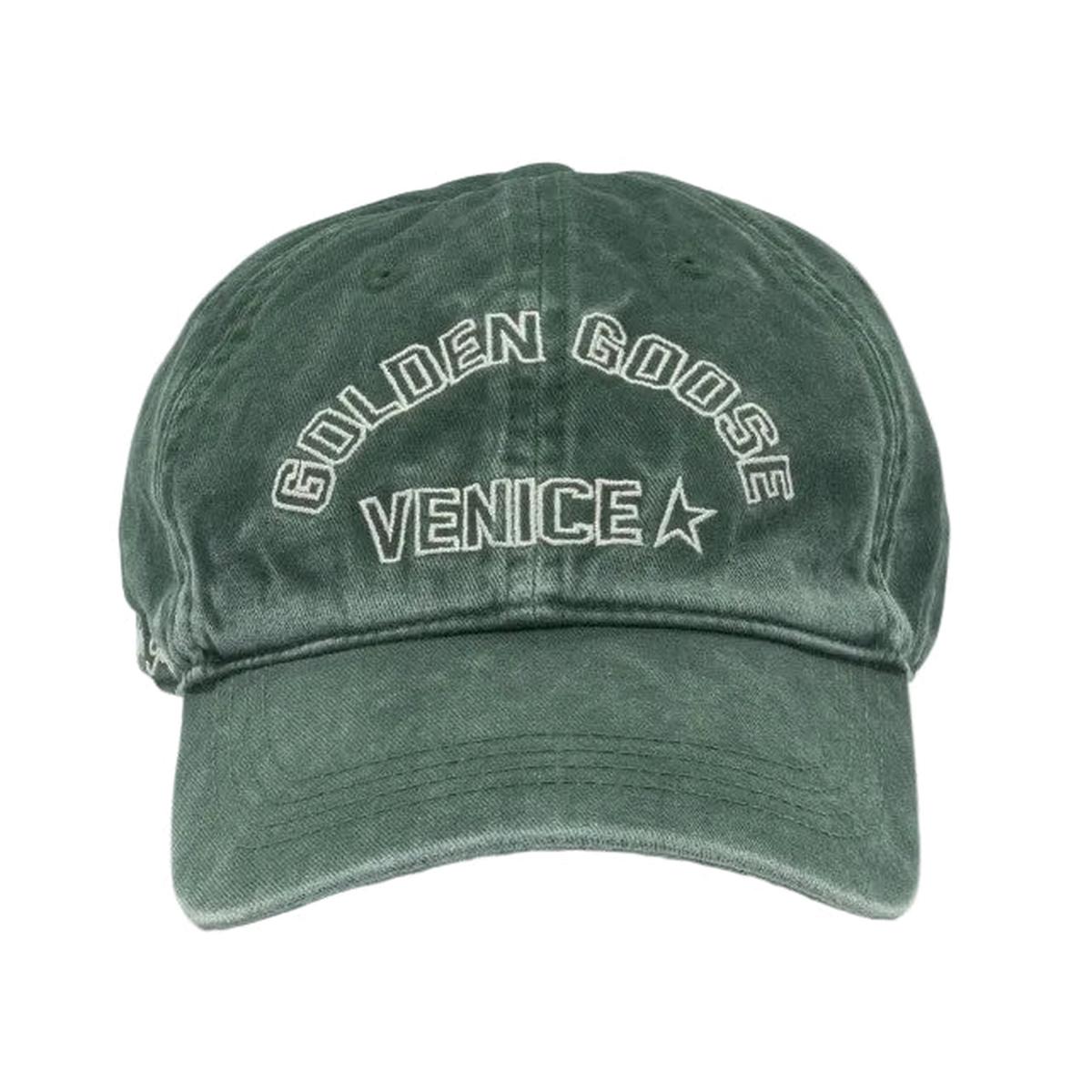 Golden Goose Baseball Cap in Green with Venice Print