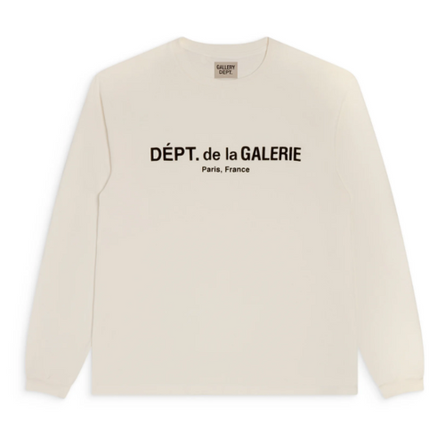 Gallery Dept. French Logo Lux Long Sleeve T-Shirt in Washed Cream