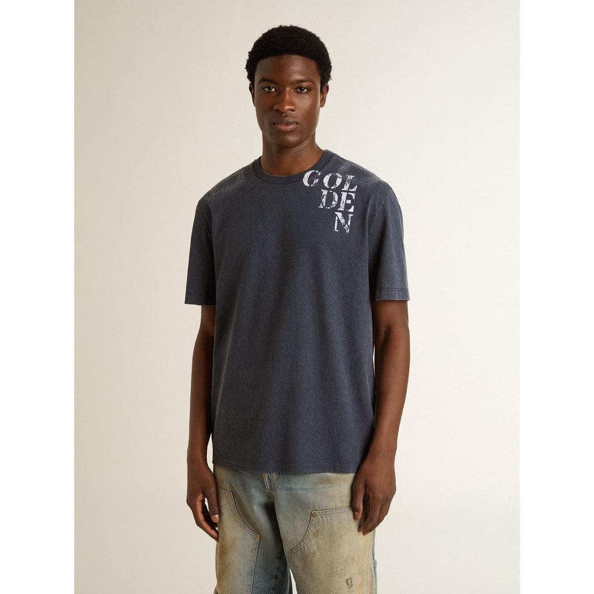 Golden Goose Blue T-shirt With White Print