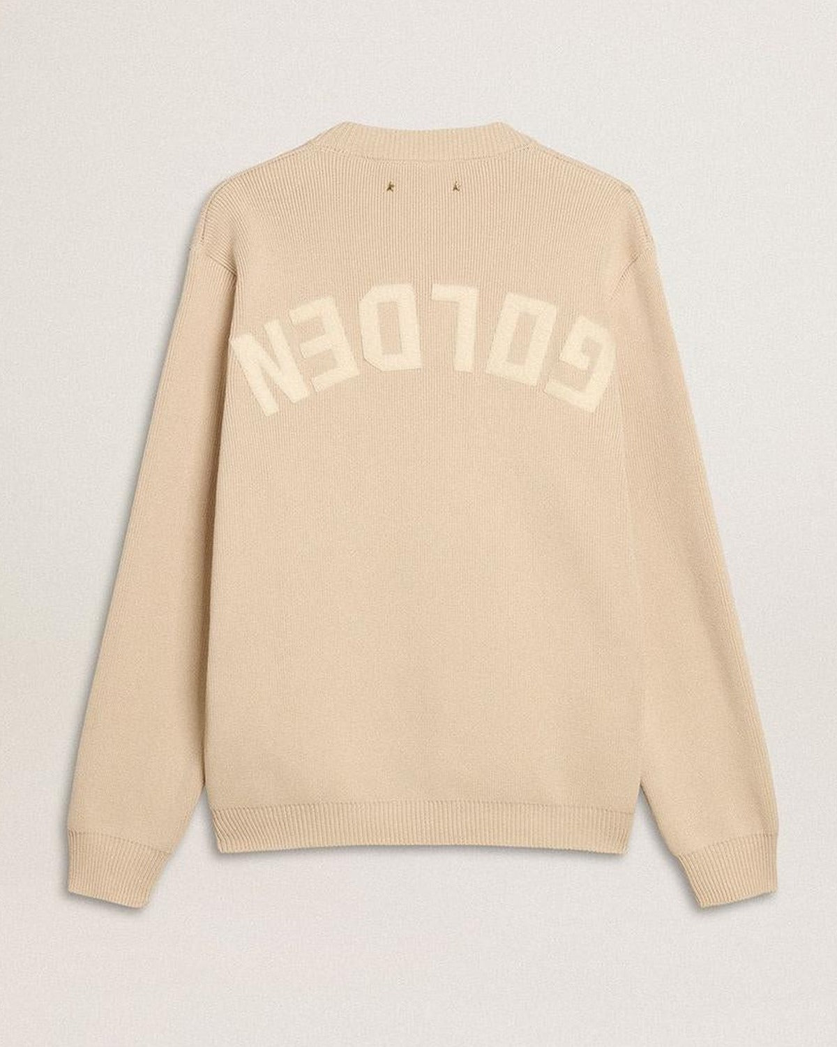 Golden Goose Logo Crew Neck Sweater in Beige