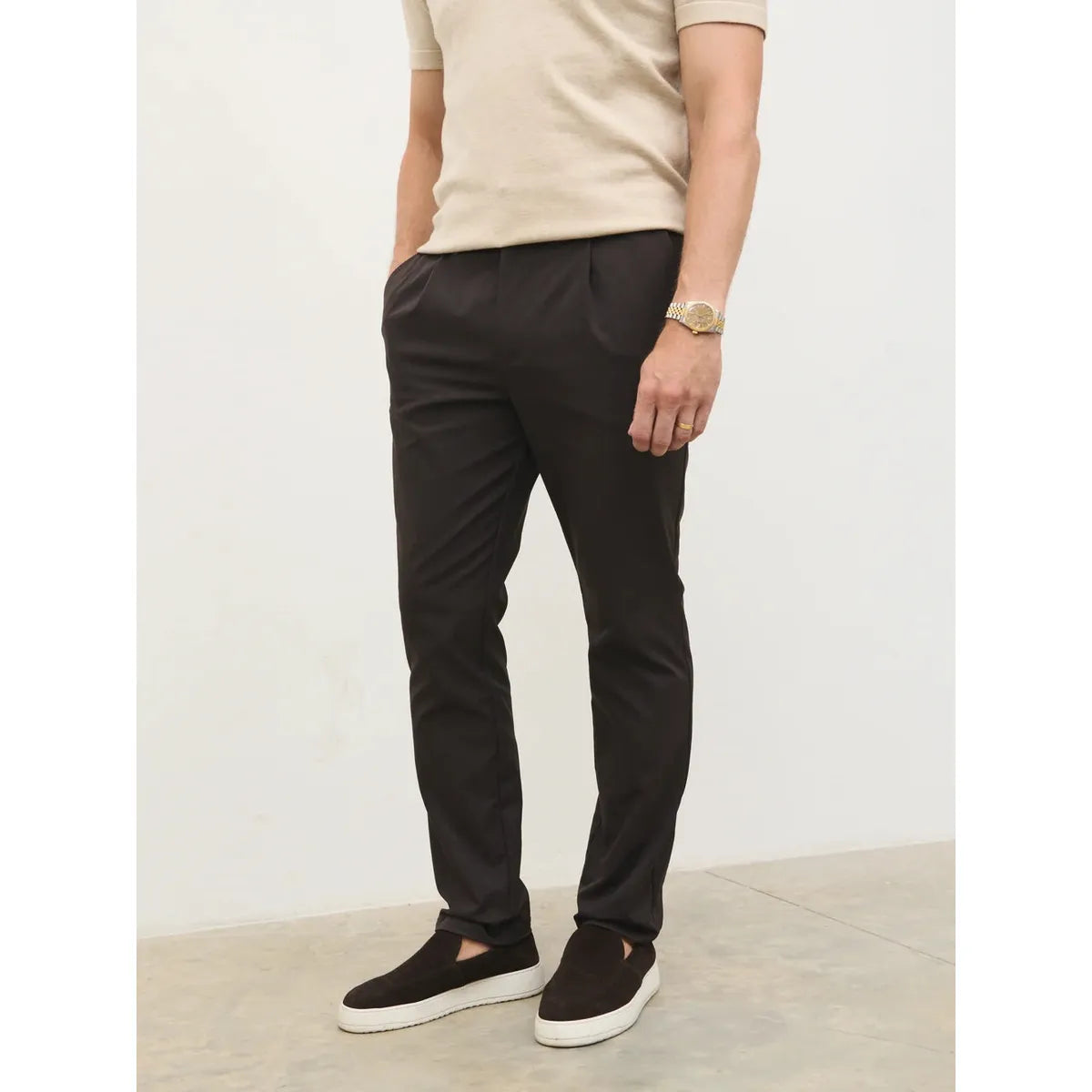 NOBL Grayson Smart Chino Trousers Brown