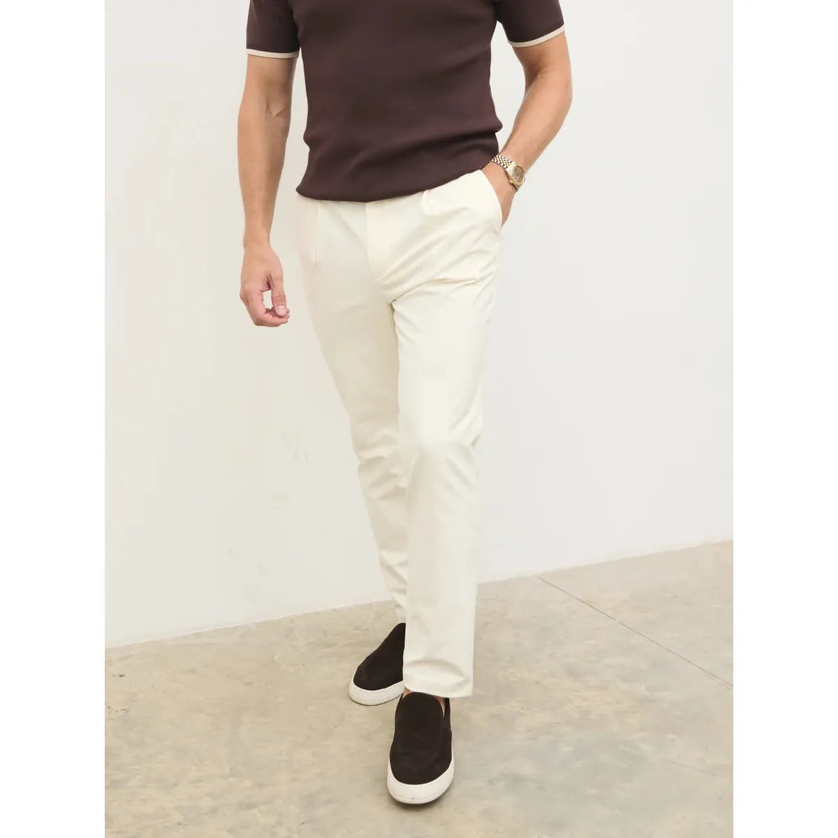 NOBL Grayson Smart Chino Trousers Stone
