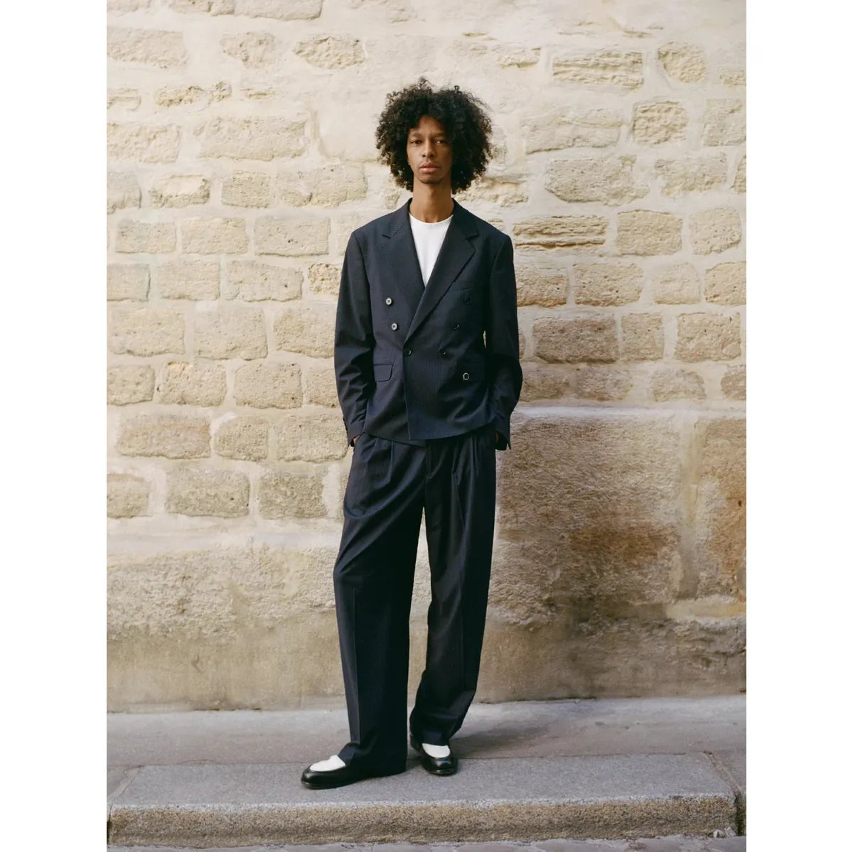 Reternity Tailored Baggy Pants - Pinstripe Blue