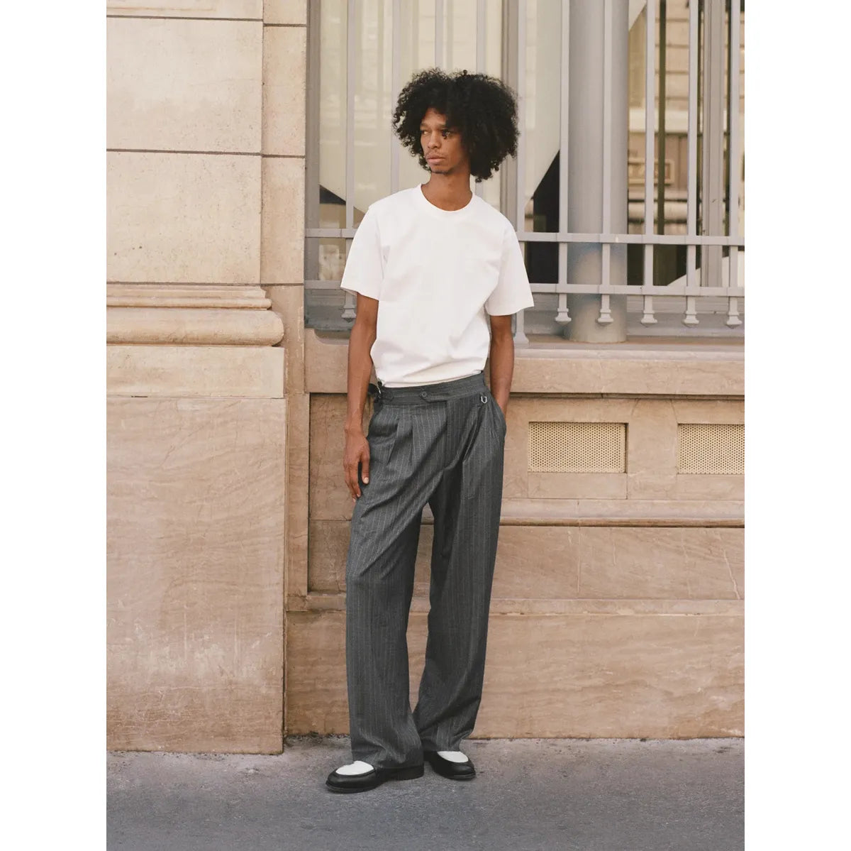 Reternity Tailored Baggy Pants - Pinstripe Grey