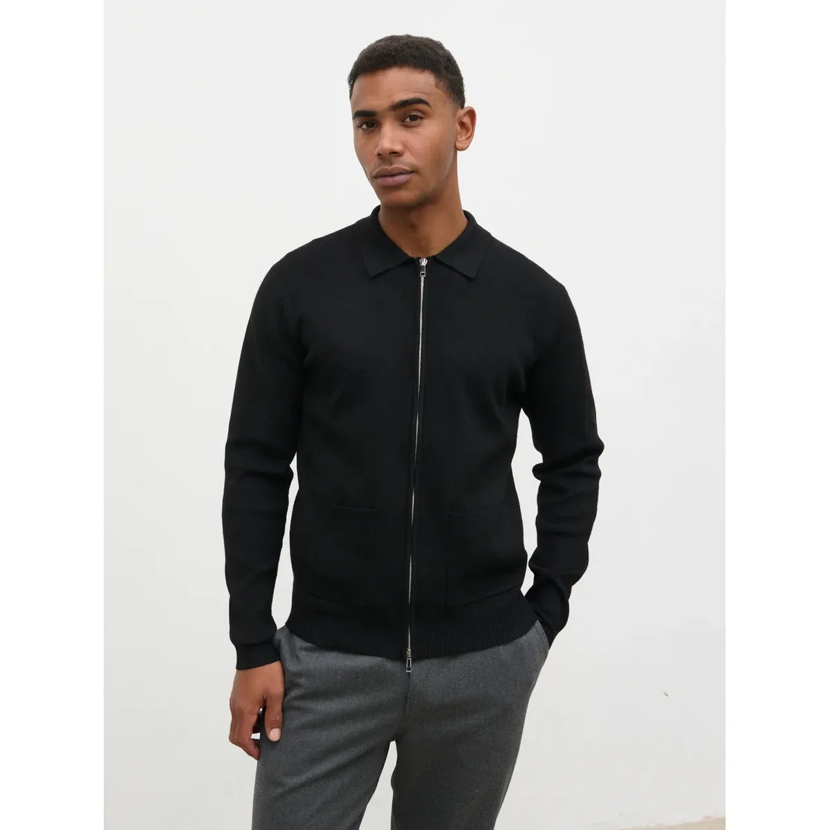NOBL Guy Collar Zip Knit Jacket