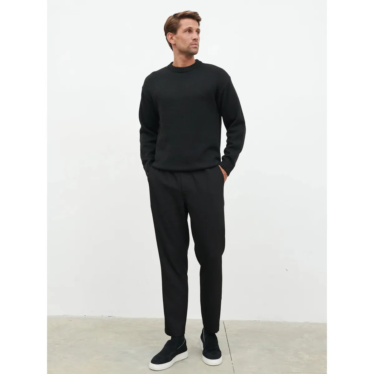 NOBL Rafe Linen Drawstring Trousers Navy