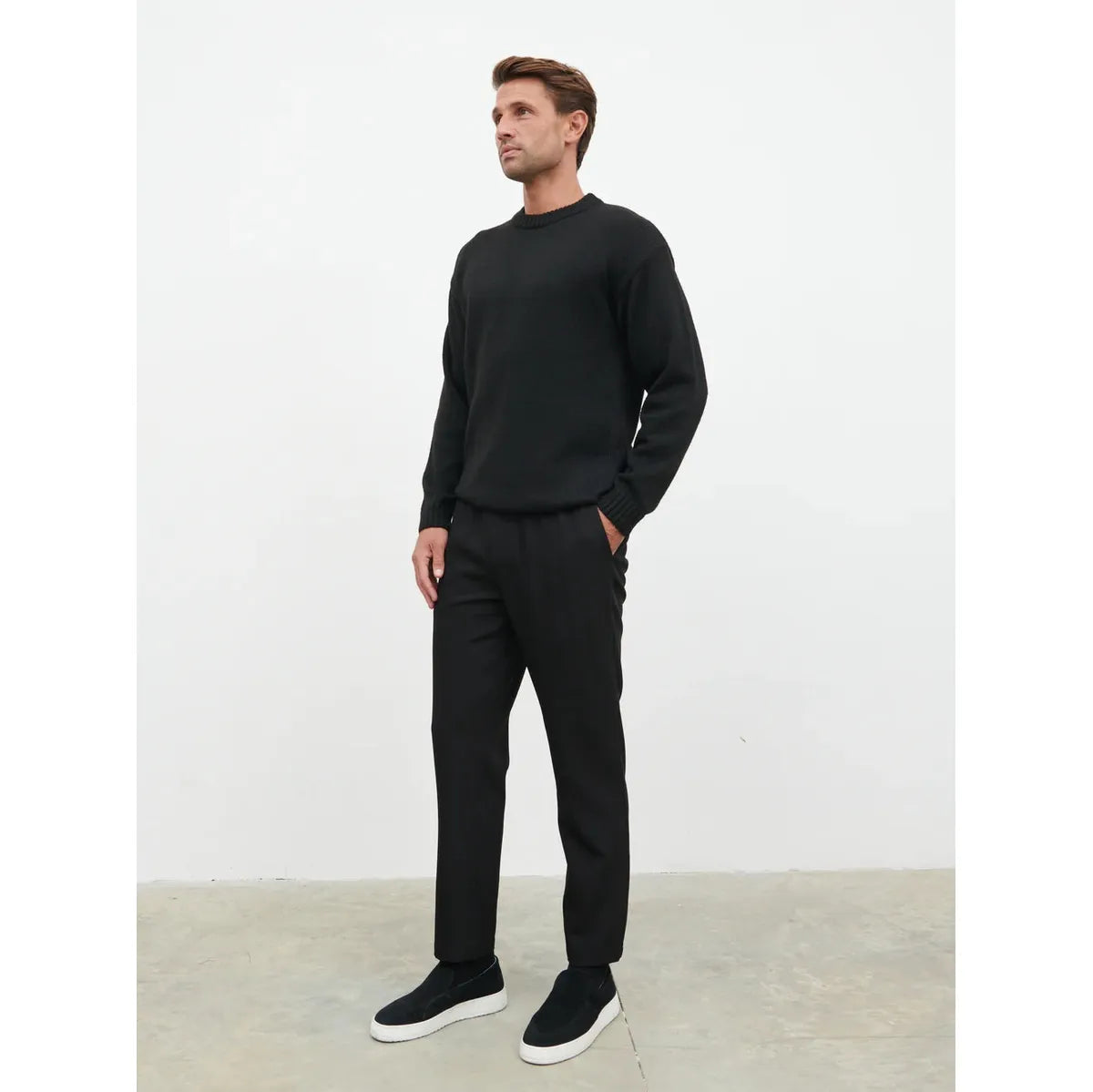 NOBL Rafe Linen Drawstring Trousers Navy