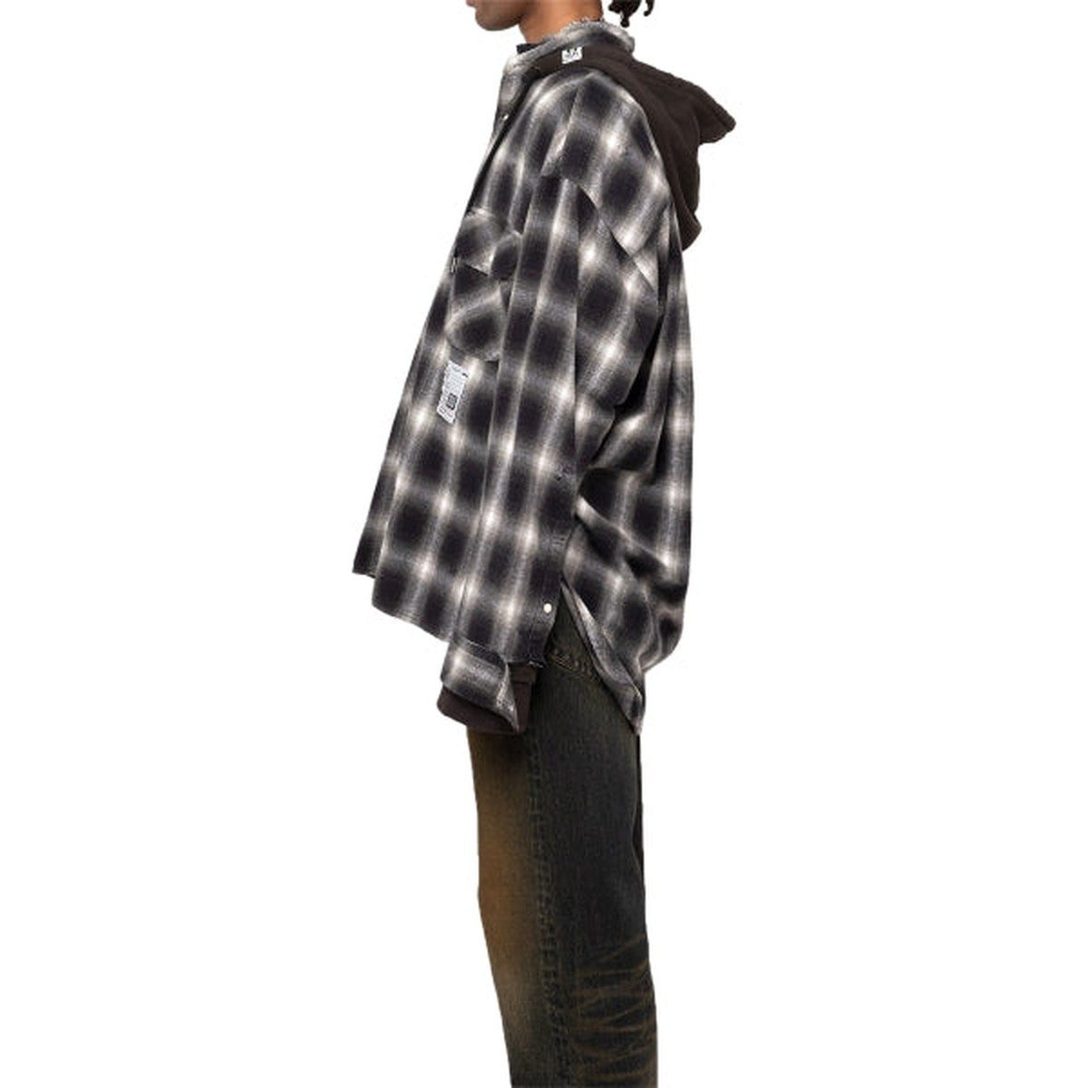 Maison Mihara Hood Combined Check Shirt