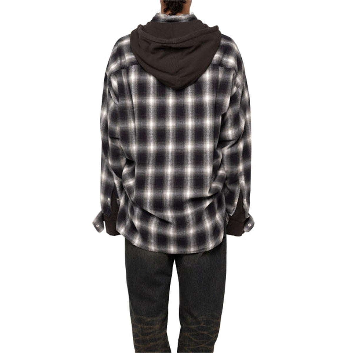 Maison Mihara Hood Combined Check Shirt