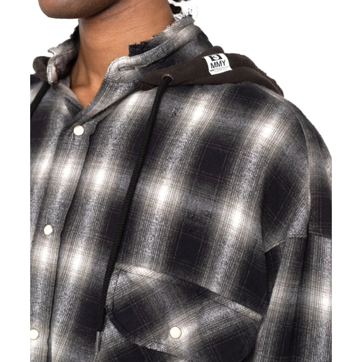 Maison Mihara Hood Combined Check Shirt