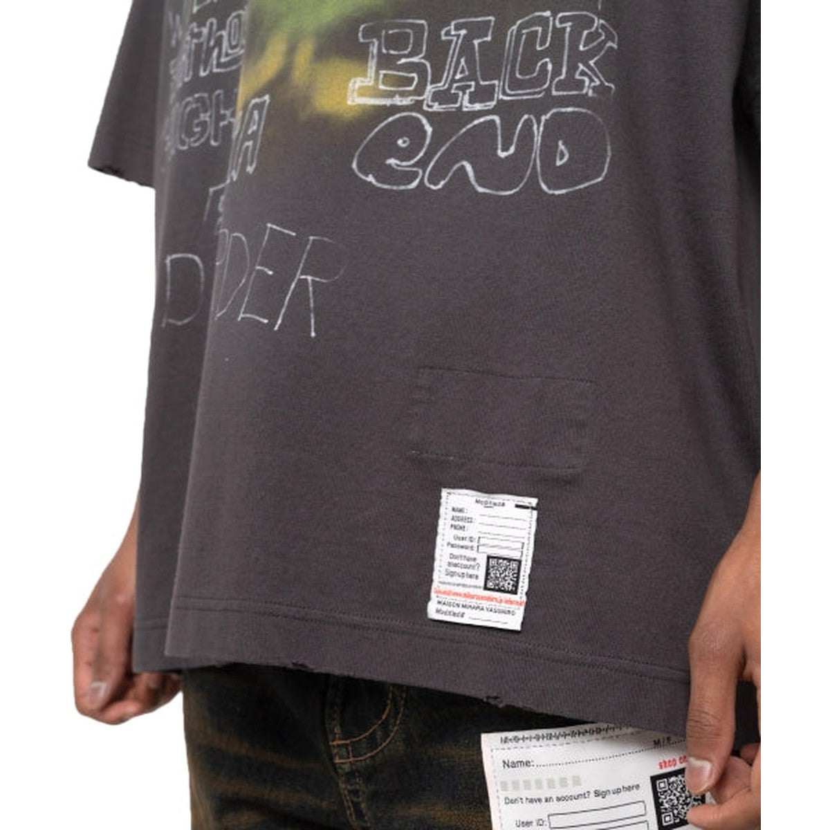 Maison Mihara Duck Printed Distressed T-shirt