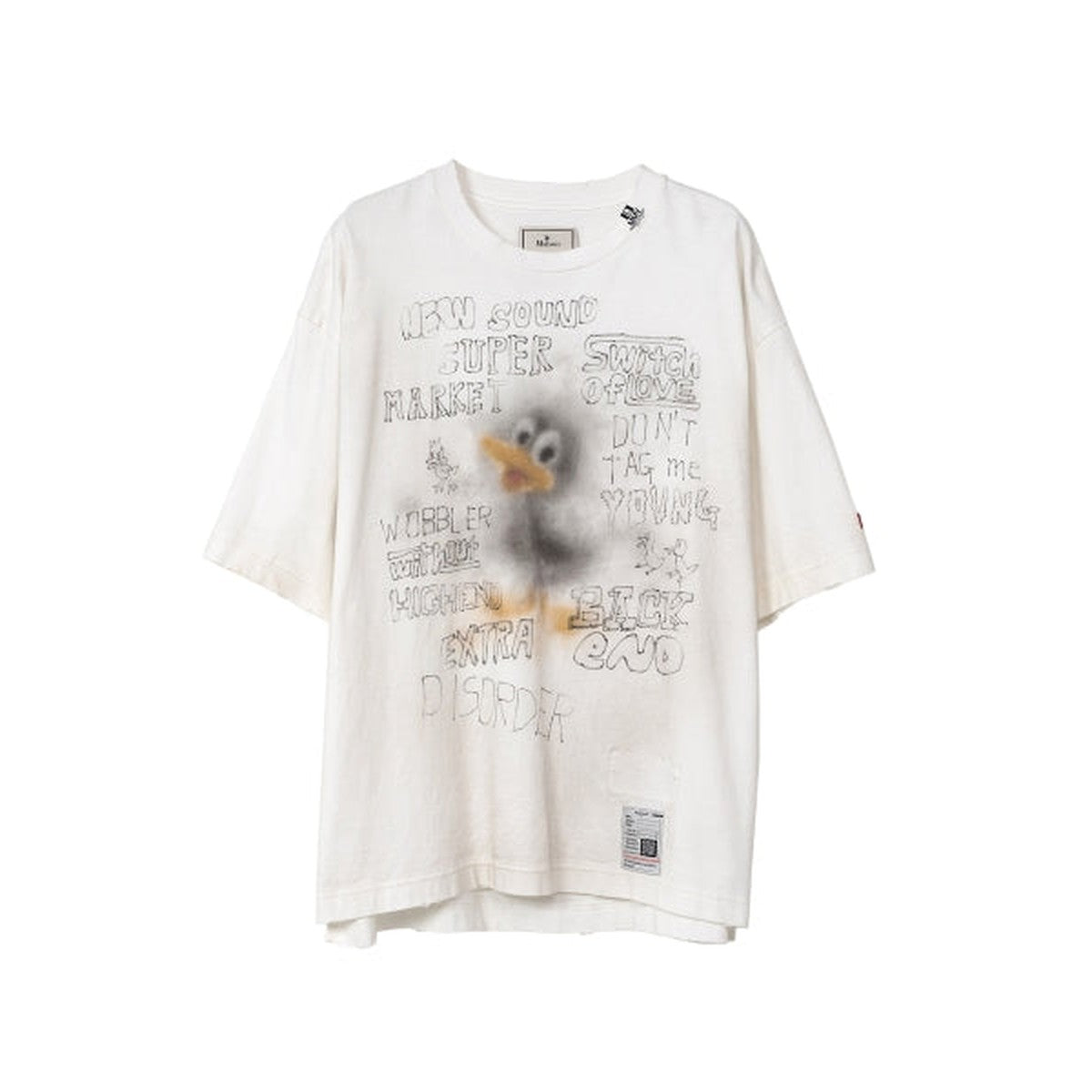 Maison Mihara Duck Printed Distressed T-shirt