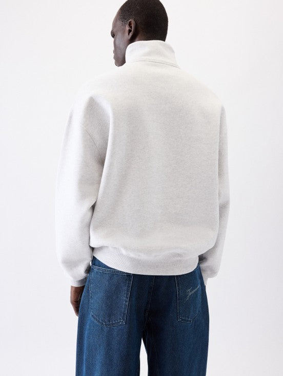 Jacquemus Gros Grain Zipped-Rollneck Sweatshirt in Grey