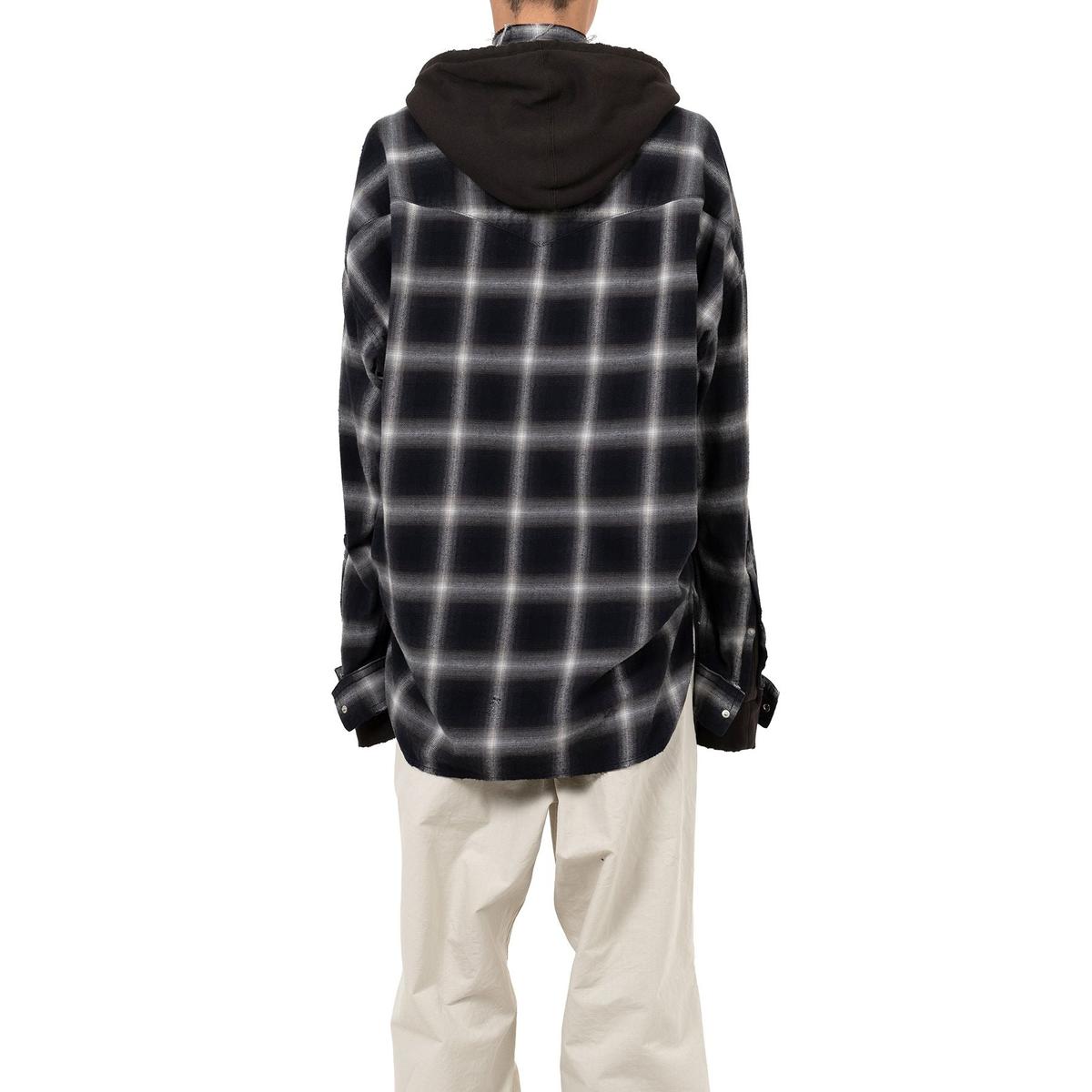 Maison Mihara Hoodie Combine Checkered Shirt