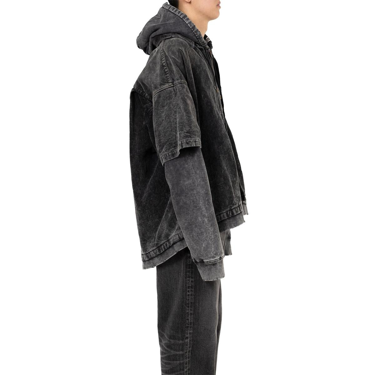 Maison Mihara Corduroy Hooded Layered Shirt