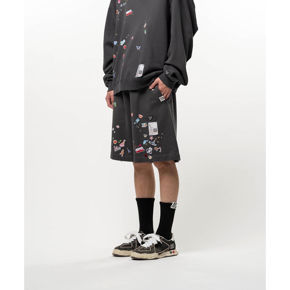 Maison Mihara Kids Sticker Printed Sweat Shorts