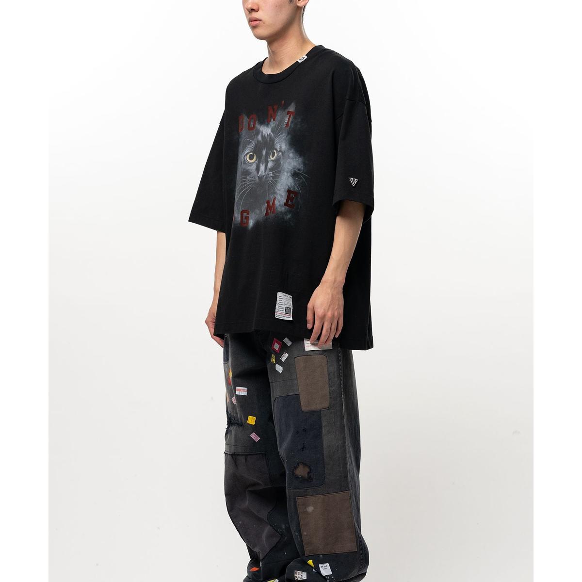 Maison Mihara Cat Printed Black T-shirt