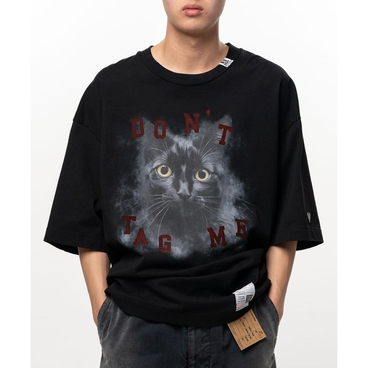 Maison Mihara Cat Printed Black T-shirt