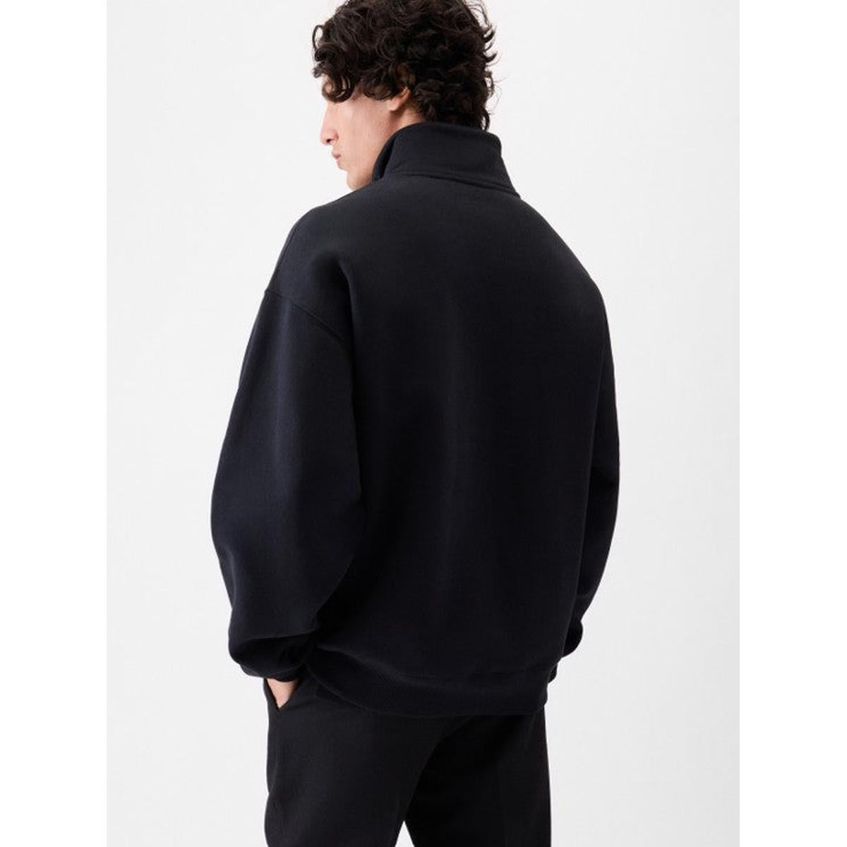 Jacquemus Gros Grain Zipped-Rollneck Sweatshirt in Black